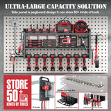 Power Tool Organizer with Charging Station Wall Mount, Built in 8 Outlet Surge Protection Power Strip, Drill Holder Wall Mount, Heavy Duty Metal Power Tool Storage Rack for Garage Organization Black Nacial