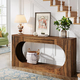 Tribesigns Console Table, 63 Inches Narrow Sofa Entryway Table with 2-Tier Storage Shelf, Wood Hallway Behind Couch Table Accent Table for Living Room, Rustic Brown Tribesigns