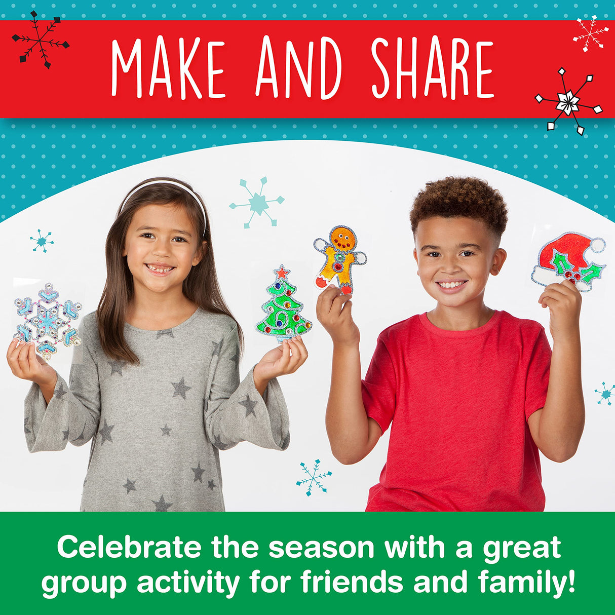 Creativity for Kids Holiday Easy Sparkle Window Art Craft Kit: Create 7 Window Art Designs, Holiday Crafts, Christmas Crafts for Kids Ages 6-8+, Christmas Activities for Kids Creativity for Kids