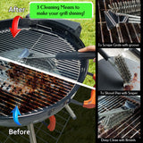 BBQcuker Grill Brush with Scraper, BBQ Cleaning Brush for Outdoor Grill, Grill Cleaner with Stainless Steel Scraper and Bristles,18" Grill Accessories with Stainless Steel Hanger and Plastic Handle BBQCuker