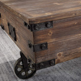 FirsTime & Co. Brown Factory Cart Coffee Table, Vintage Center Table with Wheels for Living Room, Rectangular, Wood, Farmhouse, 47.25 Inches, Rustic Espresso/Antique Black FirsTime & Co.