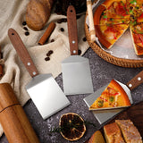 BBTO 20 Pcs Pizza Spatula Pie Server Stainless Steel Cake Serving Spatula Non Slip Easy to Grip Baking Triangular Spade Wood Handle Shovel for Desserts Pizza Pie Cake Biscuit (Full Style) BBTO