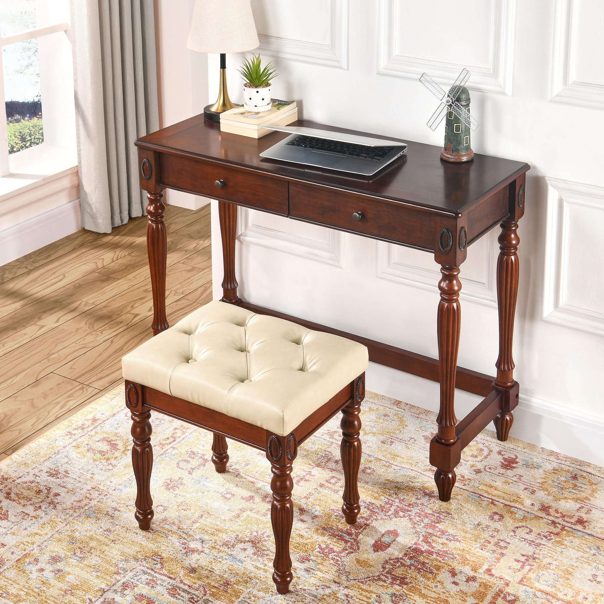 MODERION Vanity Bench Stool with Padded Cushion - Thumbnail 4