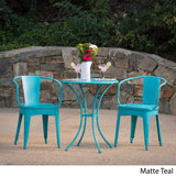 Christopher Knight Home Lourdes Iron Bistro Set, 3-Pcs Set, Matte Teal Christopher Knight Home