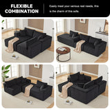 97" Boneless Couches for Living Room, Cloud Couch Sectional with Deep Seat, Comfy Couch with L-Shaped Chaise, Minimalist Upholstered Modular Sectional Sofa, No Assembly Required (Corduroy,Black) Huatean Home