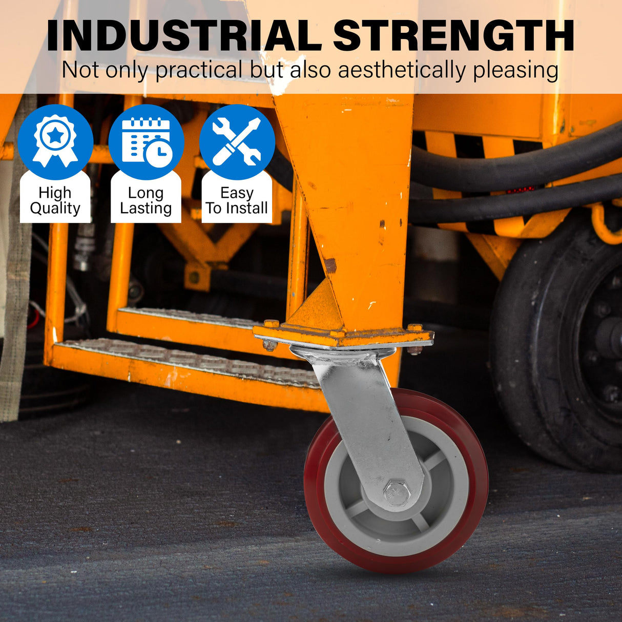 Castrek 6 Inch Heavy Duty Casters Set of 4, Lockable Plate Caster Wheels with Brakes Scratch Resistant & 360 Degree Rotatable, 6000 lbs Load Capacity - Ideal for Any Floor (2 x Swivel & 2 x Brakes) Castrek