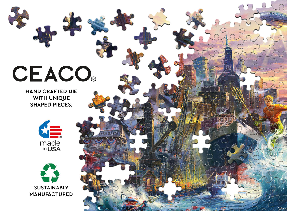 Ceaco - 4 in 1 Multipack - Thomas Kinkade - DC Comics - Justice League (4) 500 Piece Jigsaw Puzzles Ceaco