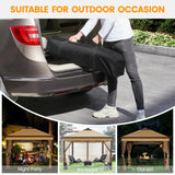 Yaheetech 11'x11' Pop Up Gazebo Instant Tent with 17 Solar LED Lights & Zippered Mesh Netting, Outdoor Shelter Sun Shade Gazebo with Sandbags for Backyard Garden Patio, Khaki & Brown Yaheetech