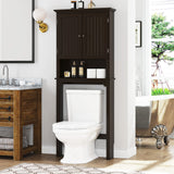 UTEX Bathroom Storage Over The Toilet, Above Toilet Storage Cabinet Organizer with Adjustable Shelves and Double Doors, Espresso UTEX