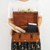 SLPR Alexander Wooden Treasure Chests - Set of 2, Antique Storage Trunks, Decorative Wood Storage Boxes with Hinged Lids for Keepsakes and Home Décor SLPR