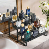 Wood Cologne Organizer for Men,12 Inch 4 Tier Cologne Stand Waterproof Perfume Organizer for Dresser with Anti-Slip Washers,Wooden Display Risers Stand for Party,Makeup,Figures,Cupcake,Perfume,Dessert HomePekite