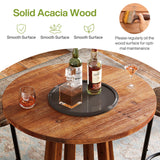 LITTLE TREE Round Bar Table, 37.6 inch H Farmhouse Wooden Bistro Pub Table with Solid Wood Legs, Small Pub Cocktail Tables for Dining, Cafe, Living Room, Apartment, Balcony LITTLE TREE