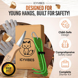 Premium Wood Carving Kit - 9pcs Whittling Knife Set for Beginners Craft Projects Gloves Chisel Pocket Friendly Working Tools Leather Perfect for Gifts and Creative Bowl Sharpener ICYVIBES