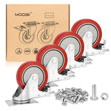 4 inch Heavy Duty Casters Load 1800lbs,Lockable Bearing Caster Wheels with Brakes,Swivel Casters for Furniture and Workbench，Set of 4 (Free Screws) Moogiitools