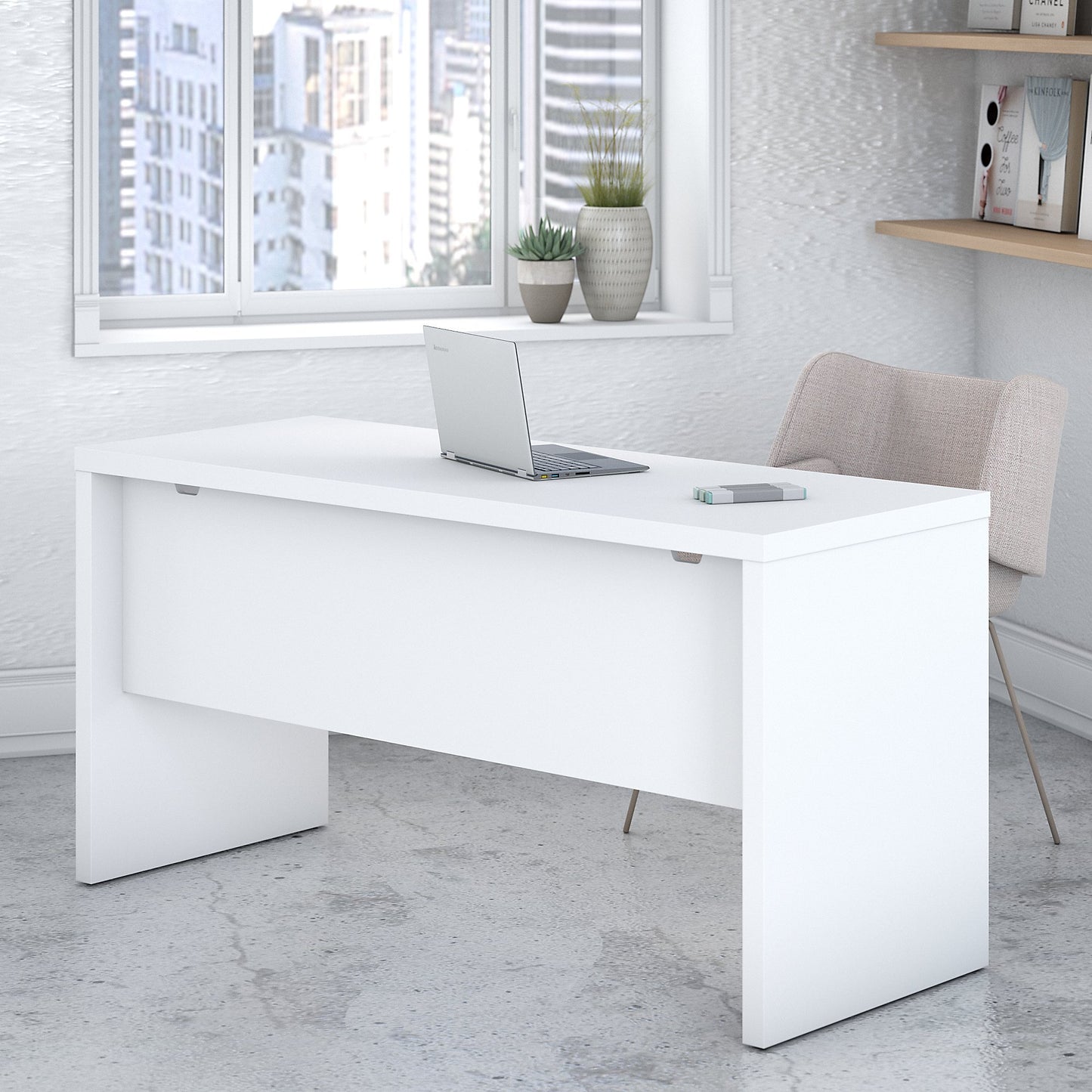 Bush Business Furniture Echo Collection Computer Desk for Home Office with Quick-to-Assemble Hardware, 60W, Pure White - WoodArtSupply