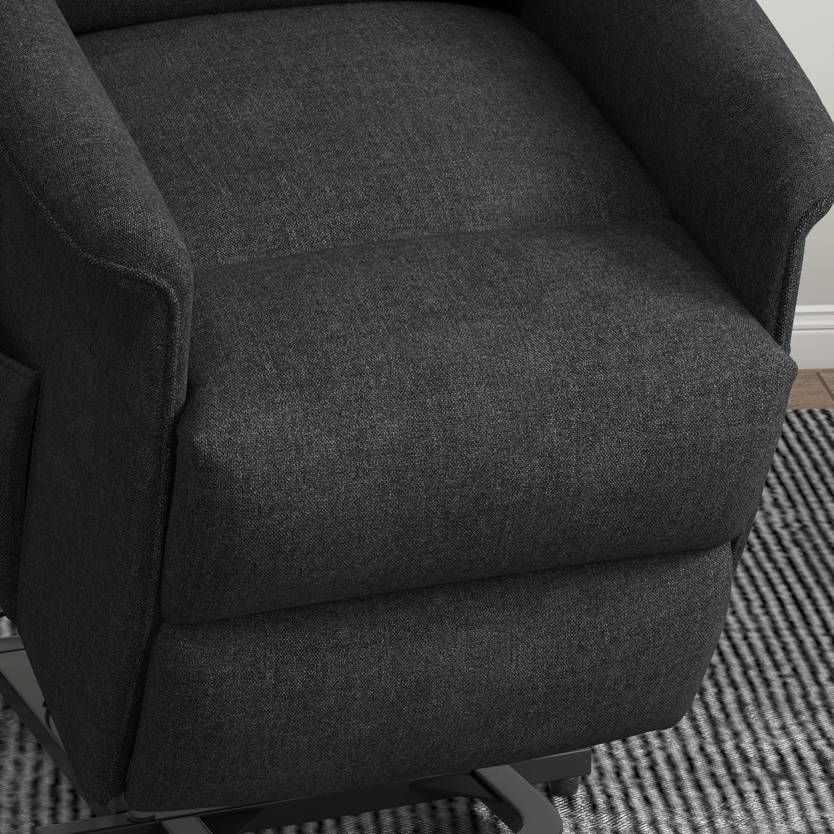 HOMCOM Power Lift Recliner Chair for Elderly, Easy Assembly, Fabric Lift Chair for Adults, Recliner Sofa with Remote Control, Side Pockets for Living Room, Black HOMCOM