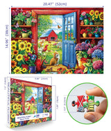 MINIWAN 500 Pieces Puzzle for Adults, Flowers House Puzzle, Recycled Cardboard Jigsaw Puzzles 500 Pieces, Challenging Game Home Decor Birthday Party Gift Toy 21 x 15 inch MINIWAN