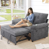 Vipbear 3 in 1 Sleeper Sofa Bed, Pull Out Couch with Reclining Backrest, Convertible Loveseat with USB Ports, Tool-Free Assembly, Modern Chenille Loveseat for Living Room, Apartment, Dark Grey Vipbear