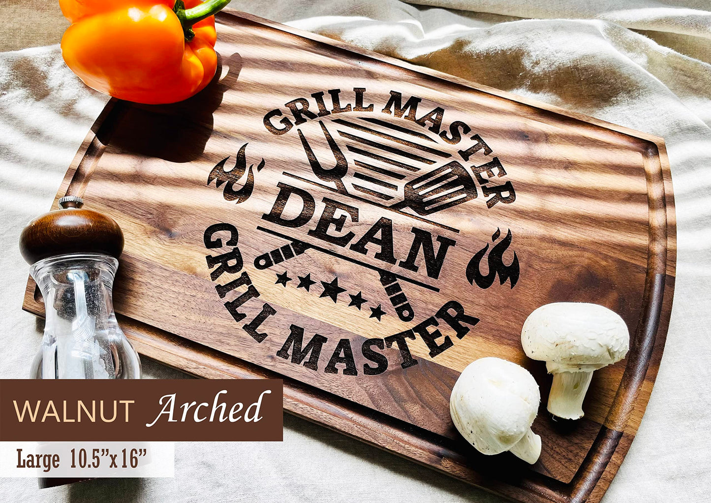 Personalized Grill Wood Cutting Board Handmade in USA – Best Serves as Chopping board, Charcuterie board, Cheese board – Unique Wooden Grilling Gift - WoodArtSupply