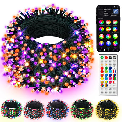 Dazzle Bright Smart Color Changing Halloween Lights, 66FT 200 LED RGB String Lights with Remote & App Controlled, Christmas Decorations for Indoor Outdoor Holiday Xmas Tree Party Decor