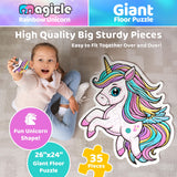 Rainbow Unicorn Giant Floor Puzzle with Sounds, 35 Piece Extra Thick Puzzles, Unicorn Toys for Girls Age 4-6, Floor Puzzles for Kids Ages 3-5 and 6 Year Old Gifts Team Power