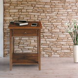 Casual Home Night Owl Nightstand with USB Ports-Warm Brown Casual Home