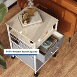 DEVAISE 2 Drawer Mobile File Cabinet, Rolling Printer Stand with Open Storage Shelf, Fabric Vertical Filing Cabinet fits A4 or Letter Size for Home Office, Light Grey DEVAISE