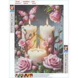 GDYEEH DIY Candle 5D Diamond Art Kits, Round Full Drill Sparkling Roses Flowers Diamond Painting Picture, Butterfly Painting by Numbers Art Kits for Adults Beginners Home Wall Decor 12x16 inch GDYEEH