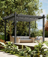 GarveeLife 10x10 Ft Aluminum Pergola, Outdoor Pergola with Adjustable Canopy, Reinforced Frame Metal Pergola for Backyard, Garden and Deck - Gray GarveeLife
