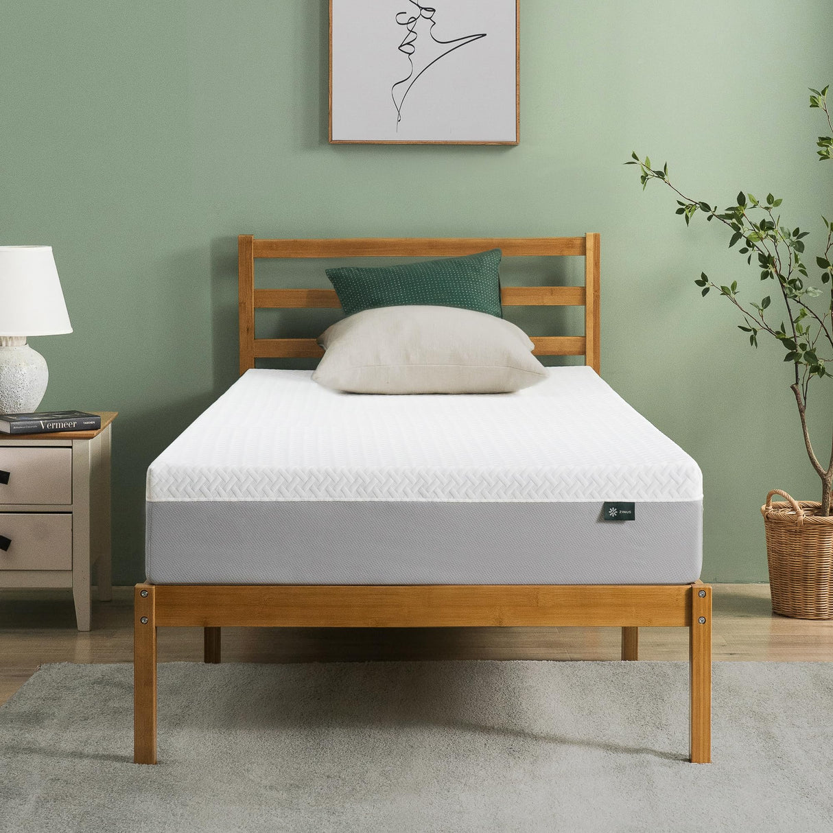 ZINUS 10 Inch Green Tea Essential Memory Foam Mattress [New Version], Twin, Fiberglass Free, Medium Feel, Breathable Airflow Memory Foam, Certified Safe Foams & Fabric, Mattress in A Box Zinus