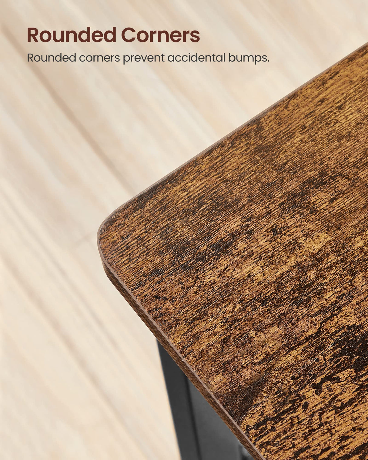 VASAGLE Dining Chair Set of 2, Rustic Wood Chairs with Metal Steel Frame, Easy to Assemble, Stable, Comfortable Seat, Modern Farmhouse Chair for VASAGLE