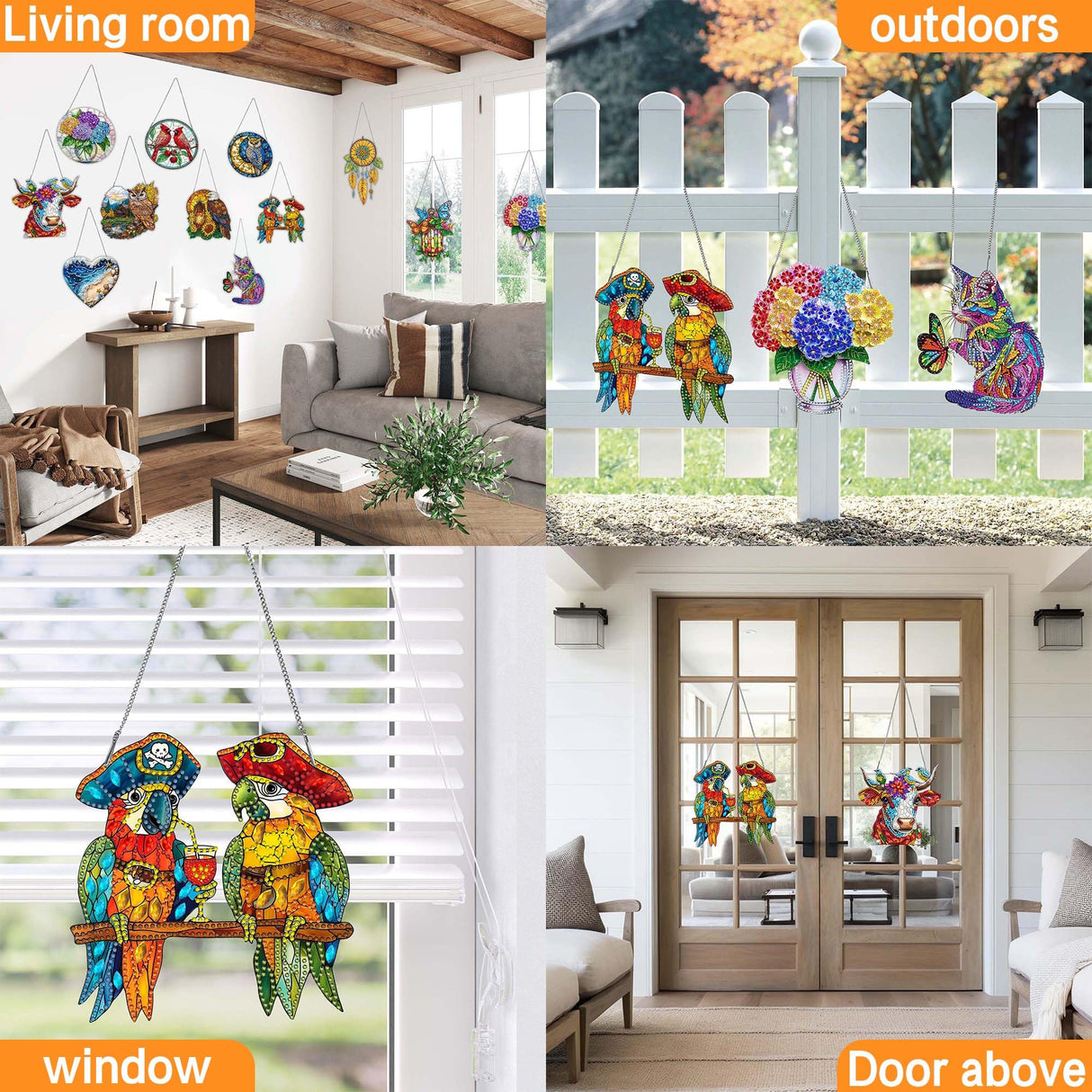 Ginfonr Diamond Painting Kits Hanging Pendant, Butterfly Sun Catcher for Front Door Sign, Special Shaped Rhinestone Lamp Diamond Art, Double Sided Home Hanging Kits for Garden Wall Window (8x8inch) Ginfonr