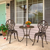 Yaheetech Patio Bistro Sets 3 Piece, Outdoor Rust-Resistant Cast Aluminum Garden Table and Chairs, Bronze Yaheetech