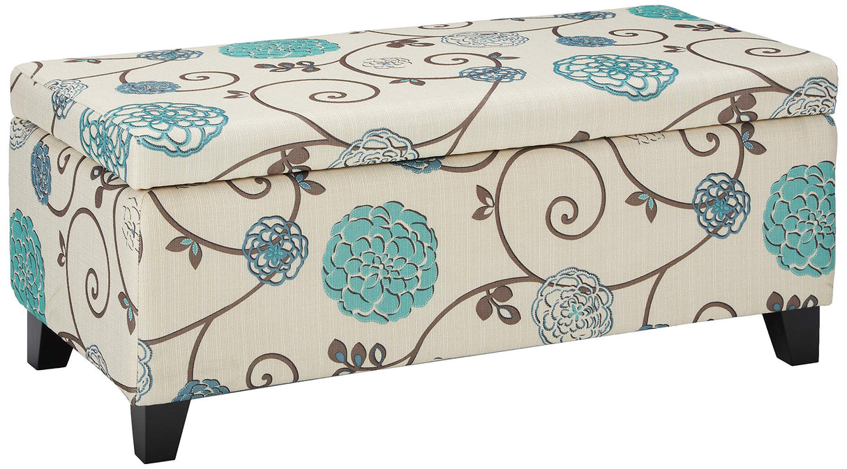 Christopher Knight Home Breanna Fabric Storage Ottoman, White And Blue Floral Christopher Knight Home