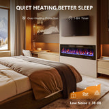 72" Electric Fireplace in-Wall Recessed,1500W Ultra-Thin Wall Mounted Fireplace Heater, Multicolor Flame Low Noise Timer Touch Screen &Remote Control Ludatido