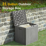 EAST OAK Outdoor Storage Box, 31 Gallon Deck Box Indoor and Outdoor Use, Waterproof Resin Storage Bin for Package Delivery, Patio Cushions, Gardening Tools, Lockable, UV Resistant, Grey EAST OAK