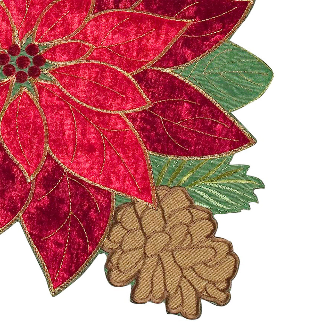 KEVA Holiday Christmas Table Runner 72 inches Long, Embroidered Red Velvet Poinsettia Cutwork Christmas Table Decorations for Home and Kitchen, Red Table Runner 13 Inch x 72Inch KEVA