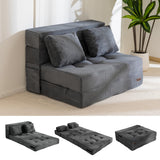 MAXYOYO Convertible Sofa Bed, Fold Out Loveseat Sleeper Sofa with Pillow, 4 in 1 Tufted Folding Couch Bed Foam Floor Couch, Lazy Chair for Living Room Bedroom Guest Room, Dark Grey MAXYOYO