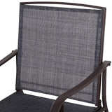 Outsunny 3 Piece Outdoor Glider Chair with Coffee Table Bistro Set, 2 Patio Rocking Swing Chairs with Breathable Sling Fabric, Glass Tabletop, for Backyard, Garden and Porch, Gray Outsunny