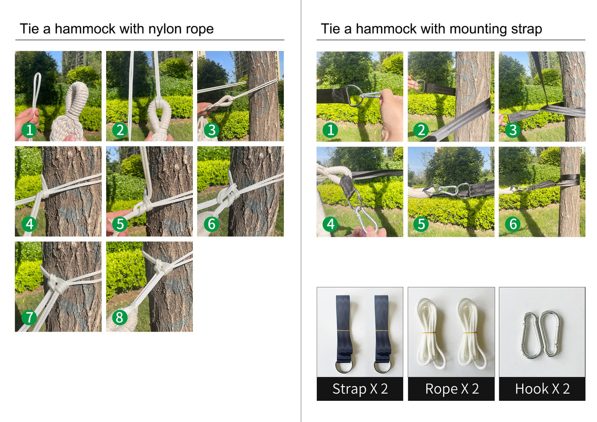 Bellzacasa Double Hammock, Heavy Duty 500 lb Load Capacity Tassels and Fishtail Knitting with Mounting Straps for Outdoor Camping Patio Balcony Beige Bellzacasa