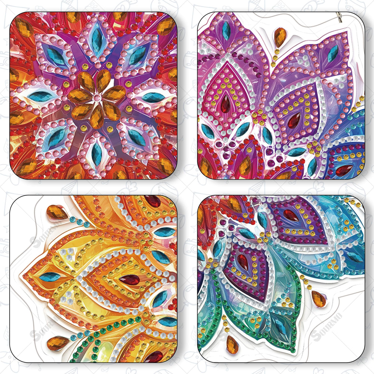 SOURMO Hanging Diamond Art Painting Pendant Mandala Pattern, DIY Double Sided Acrylic Diamonds Painting Board Kit for Adults (Mandala-1) SOURMO