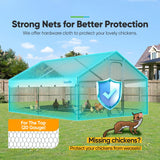 Quictent Large Metal Chicken Coop Run for 20+ Poultry with Heavy Duty Wire Mesh and Waterproof Roof Cover, Outdoor Walk-in Cage Peak Hen House for Yard Farm, 12x9x6.6FT Quictent