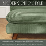 DreamDashio Futon Sofa Bed, 69 inch Futon Couch with Adjustable Backrest, Corduroy Convertible Sleeper Sofa Bed, Folding Sleeper Recliner for Apartment, Living Room, Office, Green DreamDashio