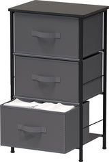 Simple Houseware 3 Drawer Nightstand Dresser with Wood Top, Dark Grey Simple Houseware