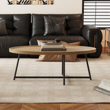 Modern Coffee Table, Oval Wood Coffe Table Center Table with Metal Leg for Living Room, 47 Inch Coffee Tables Accent Furniture (Oval Coffee Table, Nature) THRONKENGER