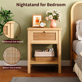 Jocoevol Rattan Boho Nightstand (Natural, 2 Pieces) Jocoevol