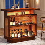 Tribesigns Caramel Brown Farmhouse Rattan Bar Cabinet with 4 Stemware Racks and Ample Storage Tribesigns