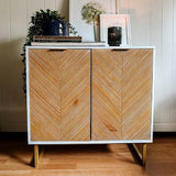 Nathan James Wood Accent Modern Free Standing Buffet Sideboard Hallway, Entryway, Dining Living Room, 1 Storage Cabinet, Enloe - White/Gold Nathan James