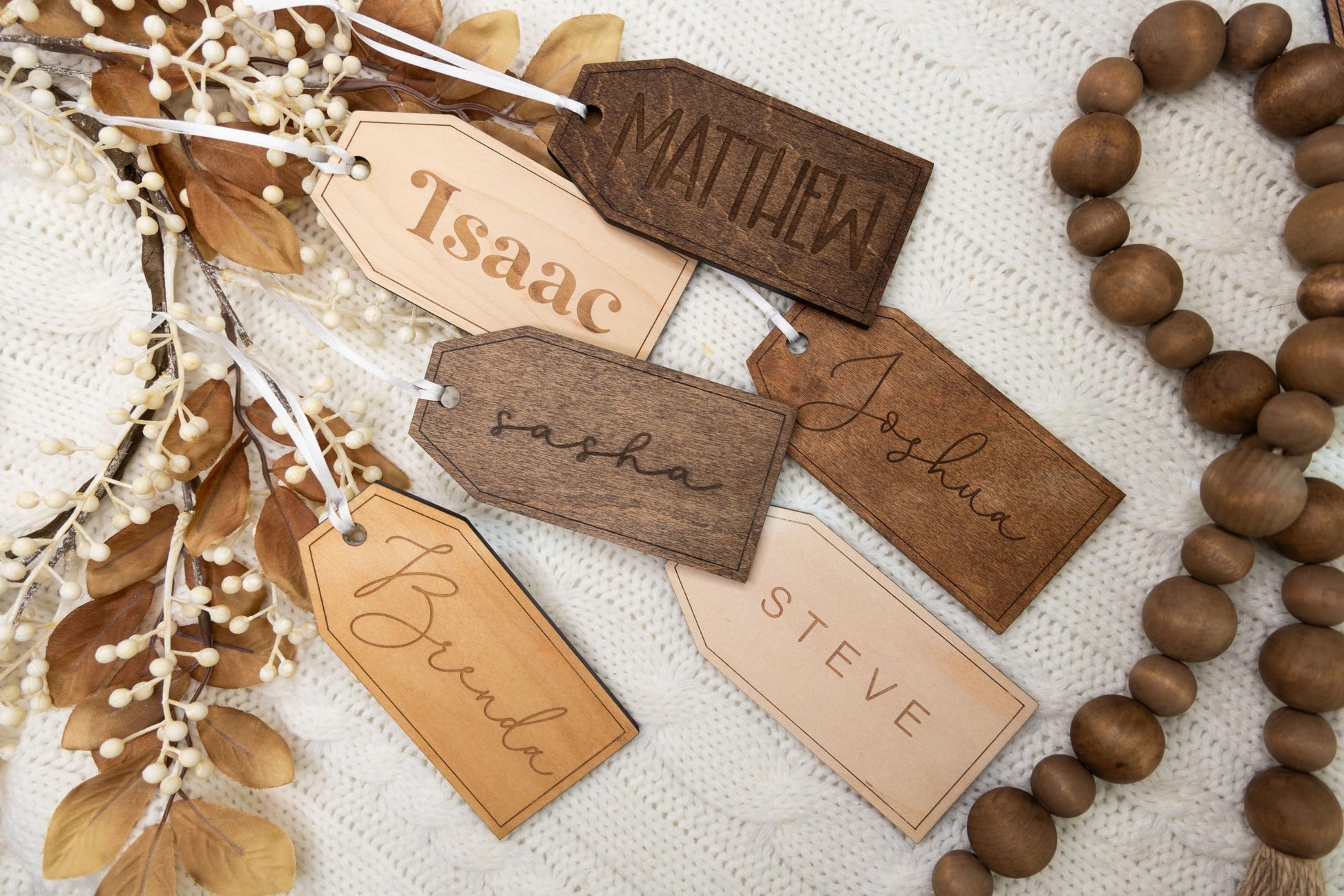 Engraved Christmas Stocking Tags | Stocking Name Tags | Personalized Stocking Tags | Family Stockings | Name Tags Wooden | Stocking Gift Tag - WoodArtSupply