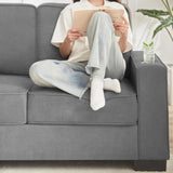 83.86" Couch Sofa with with Cup Holders & Extra Deep Seat, Modern Plush Corduroy Sofa Cloud Couch, Comfy Upholstered 3 Seater Sofa Bed Couches for Living Room, Apartment, Office, Light Grey SLEERWAY